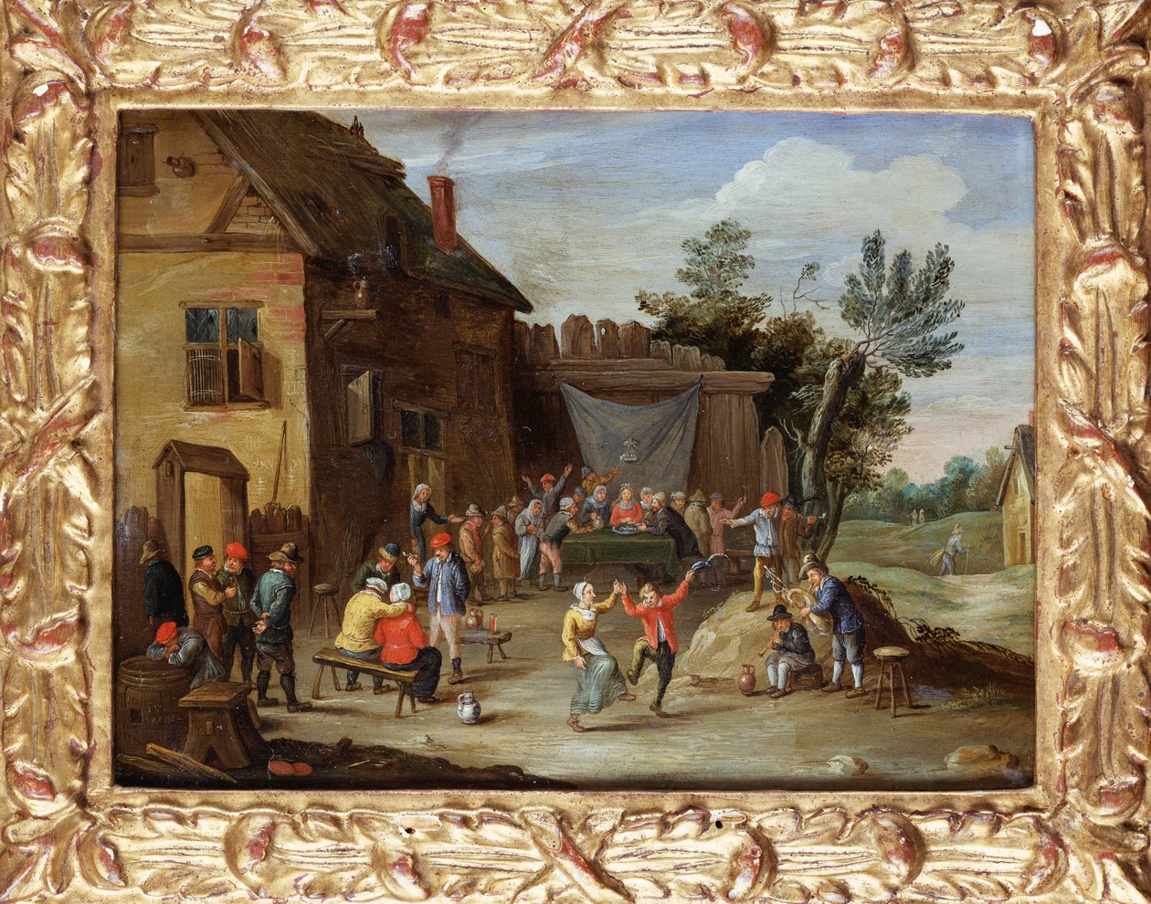 Svatební hostina na nádvoří vesnického hostince od Jan van Kessel