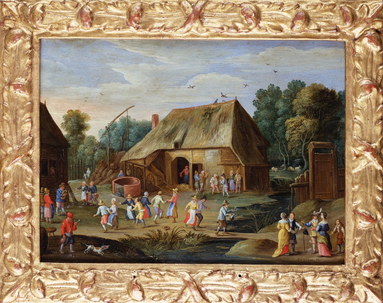 Gentry na selském tanci na selském dvoře od Jan van Kessel