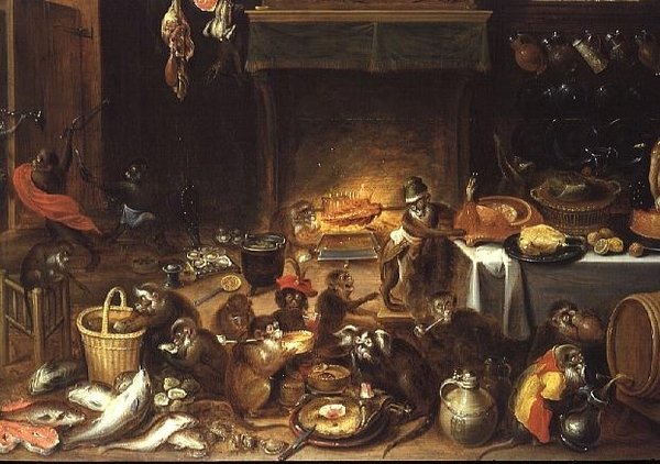 Opice hodování od Jan van Kessel the Elder