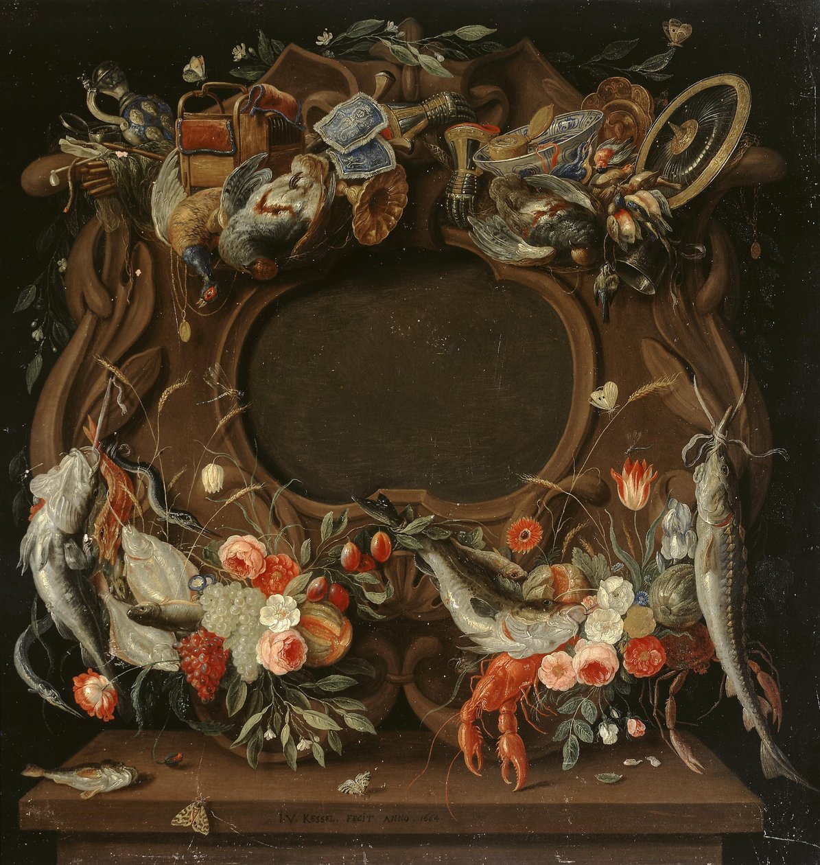 Rám medailonu s alegorickým vyobrazením čtyř živlů od Jan van Kessel the Elder
