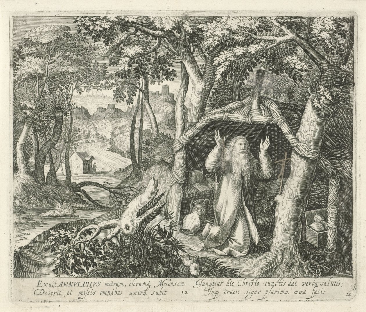 H. Arnulphus z Met jako poustevník Svatí a poustevníci (název série) od Jan van Londerseel