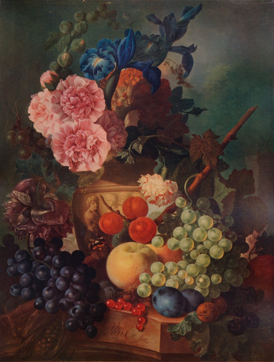 Okrasná váza s květinami a ovocem, c1798, 1938 od Jan van Os