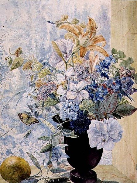PD.849-1973 Váza se smíšenými květinami v okně (kvaš a akvarel) od Jan van Os