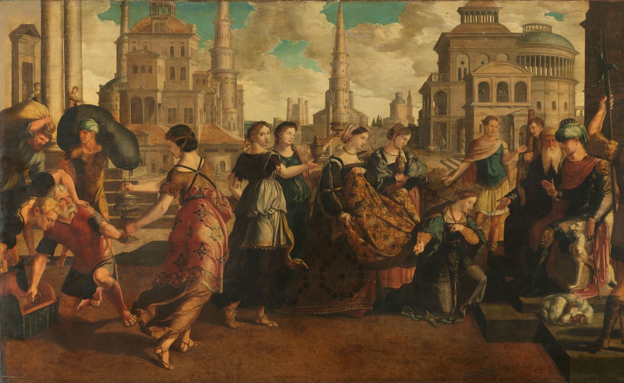 Šalomoun a královna ze Sáby od Jan van Scorel (circle of)