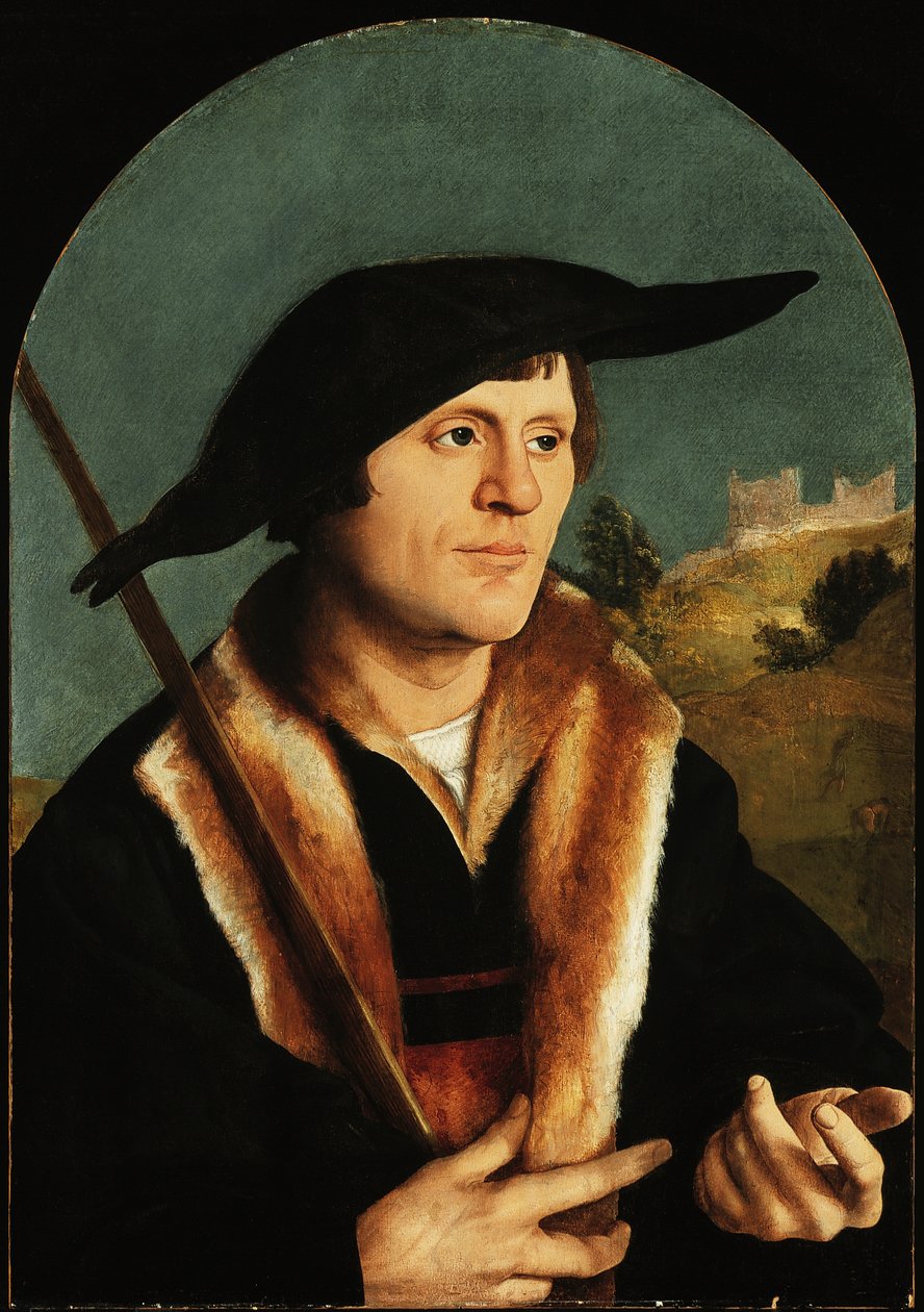 A Pilgrim, c.153040 (olej na klenutém masonitovém panelu) od Jan van Scorel