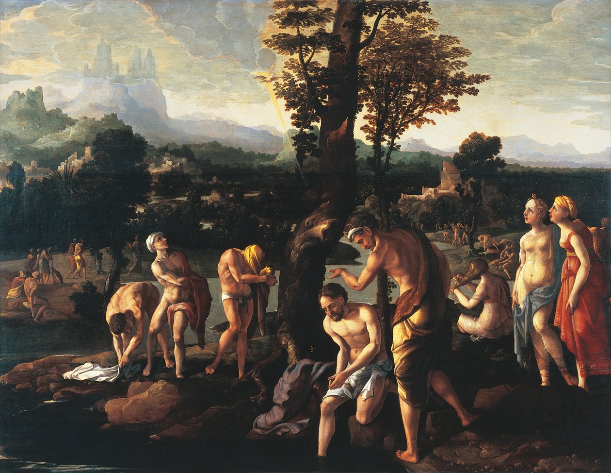 Křest Krista, Jan van Scorel (1495-1562), olej na plátně od Jan van Scorel