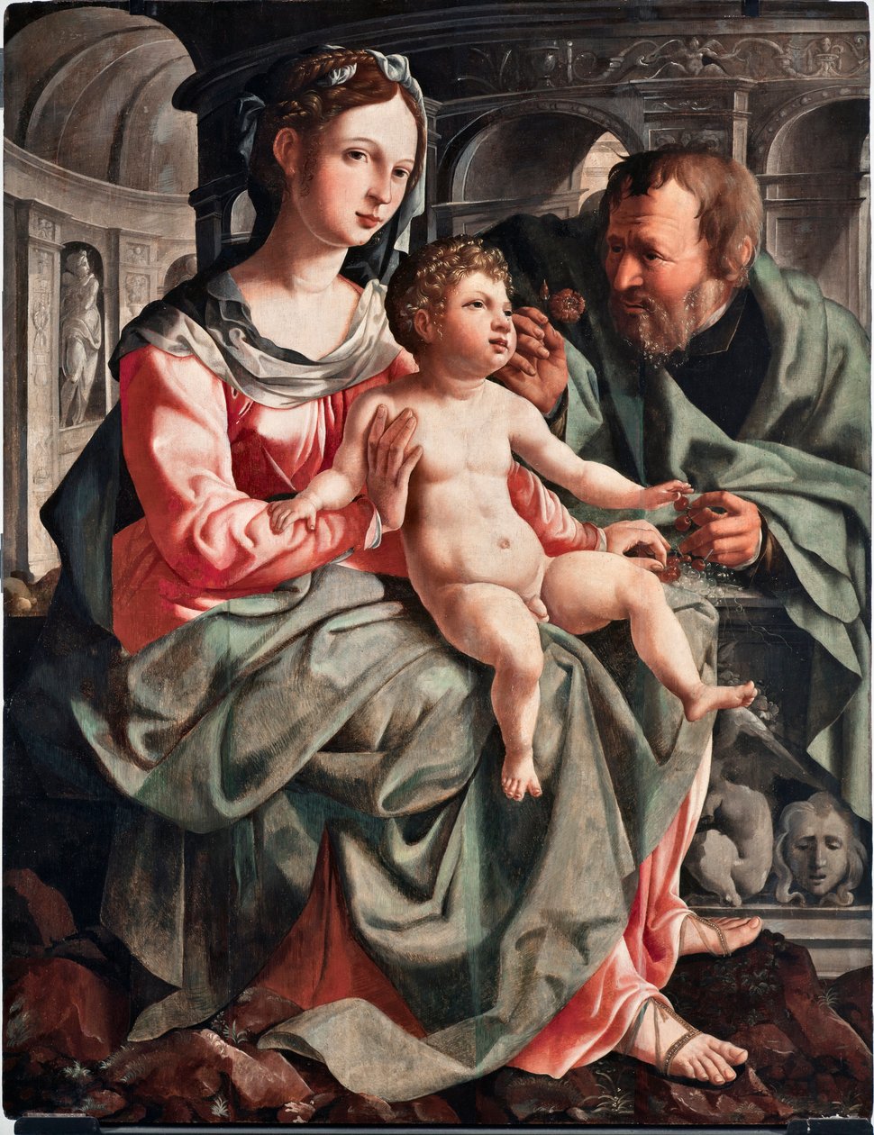 Svatá rodina Obraz Jana Van Scorela (1495-1562) 1522 Rozměr 130x100 cm Genes, Musei di Strada Nuova (ex Palazzo Bianco) Itálie od Jan van Scorel