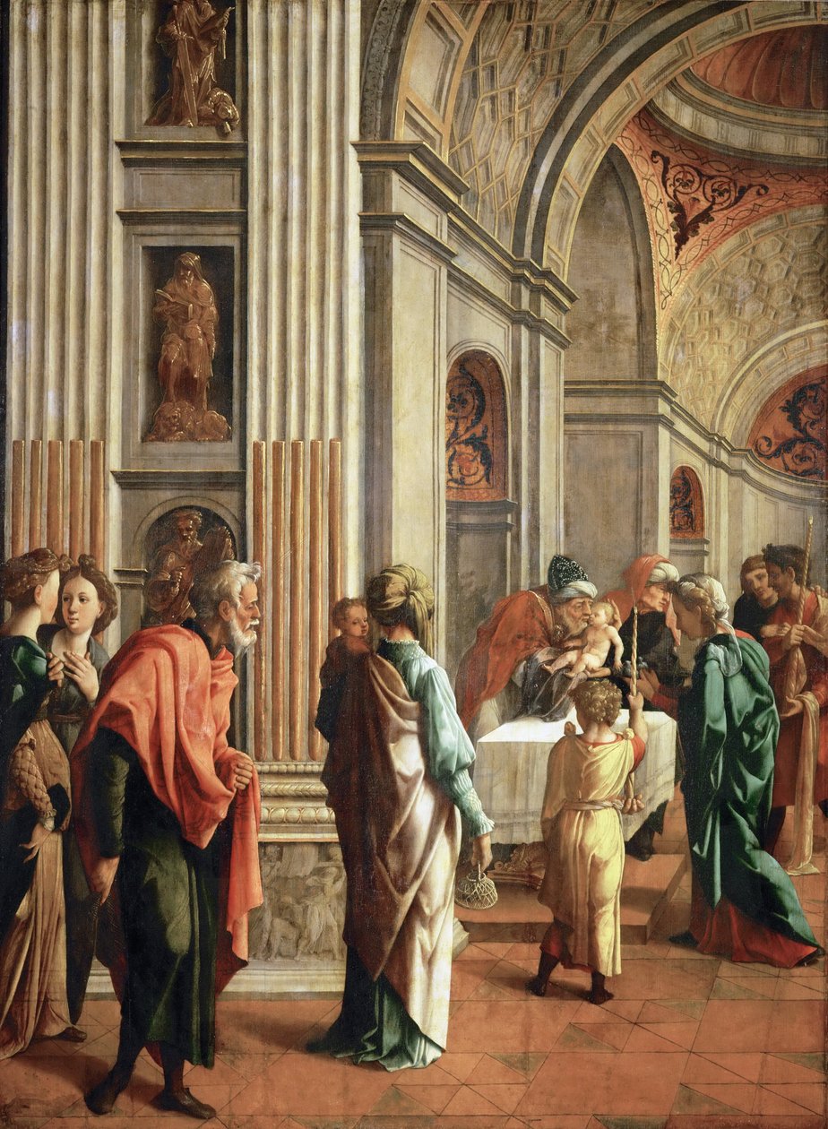 Prezentace v chrámu - Jan van Scorel (1495-1562). Olej na dřevě, cca 1530-1536. Rozměr: 114 x 85 cm. Uměleckohistorické muzeum, Vienne od Jan van Scorel