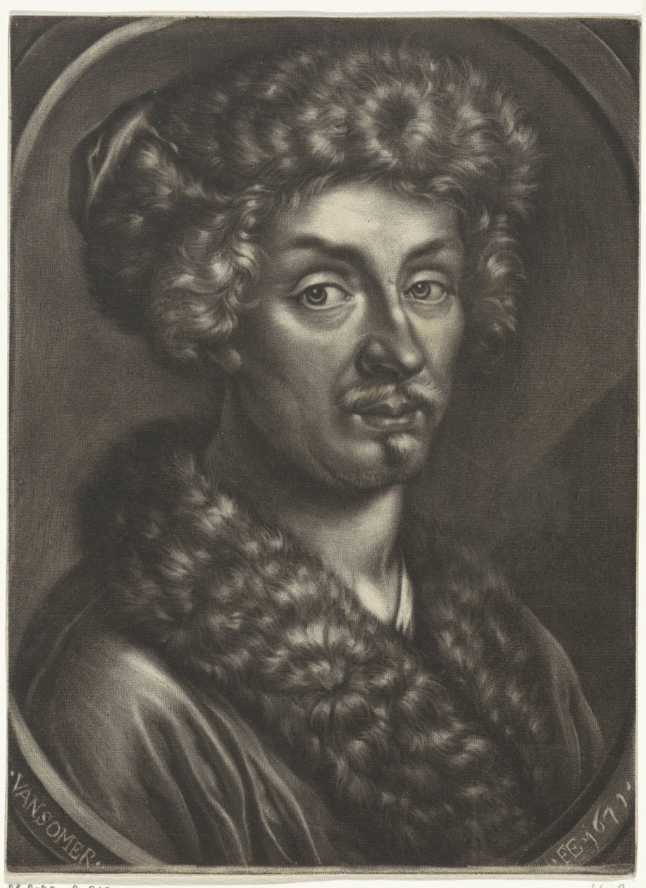Portrét muže s kožešinovou čepicí od Jan van Somer