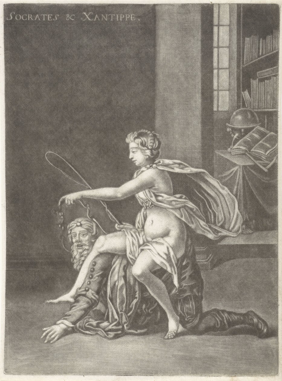 Sokratovi se jeho žena vysmívala Socrates a Xanthippe (titul na objektu) od Jan van Somer