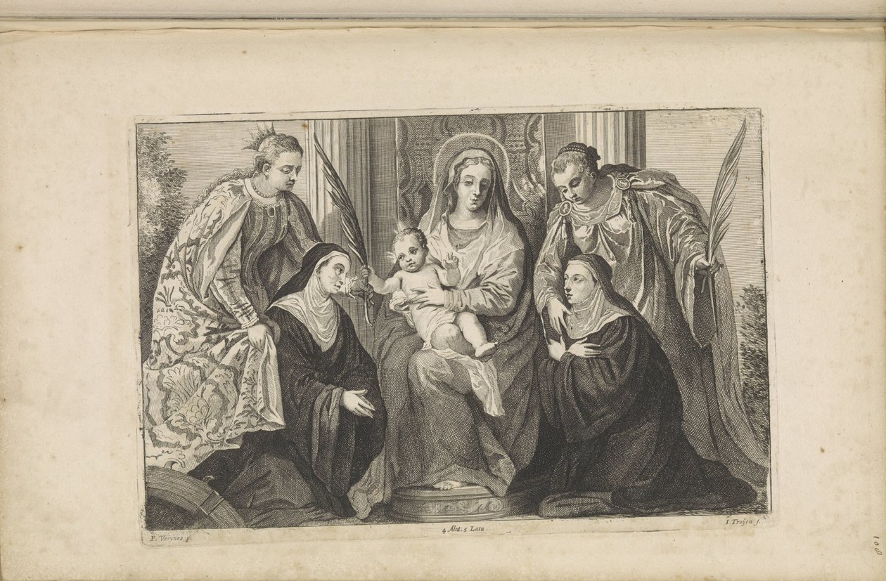 Marie s Ježíškem, sv. Lucie, svatá Kateřina Alexandrijská a dva zakladatelé od Jan van Troyen