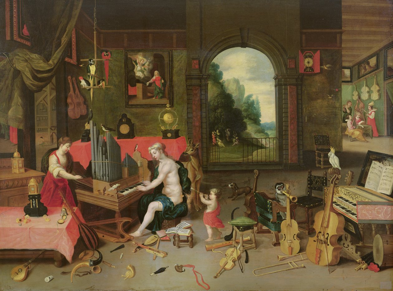 Alegorie slyšení od Jan van and Balen, Hendrik van Kessel