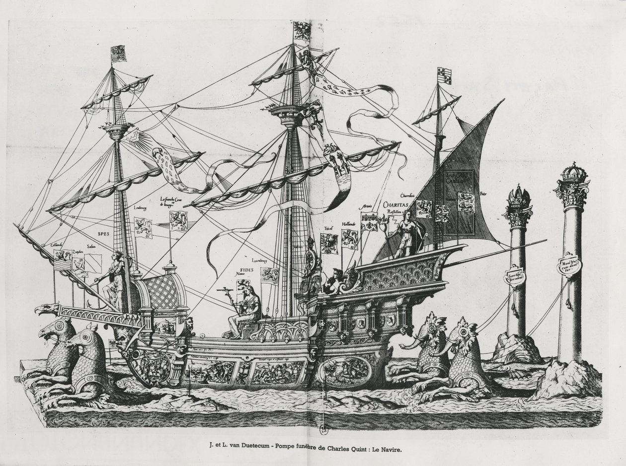 Triumfální nádoba ve smutečním průvodu císaře Karla V., 1559 od Jan van and Doetechum Doetechum the elder