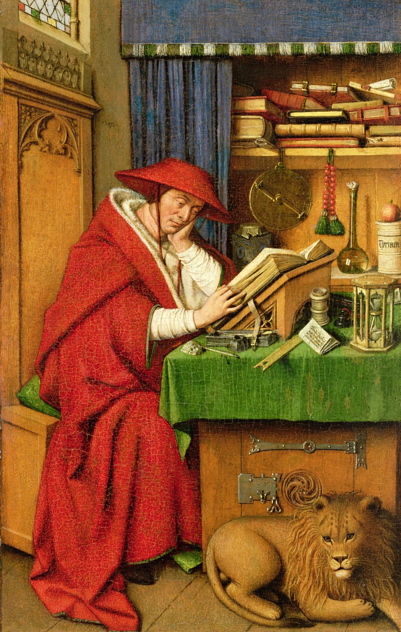 Sv. Jeroným ve své pracovně (olej na lněném papíře na panelu) od Jan van Eyck
