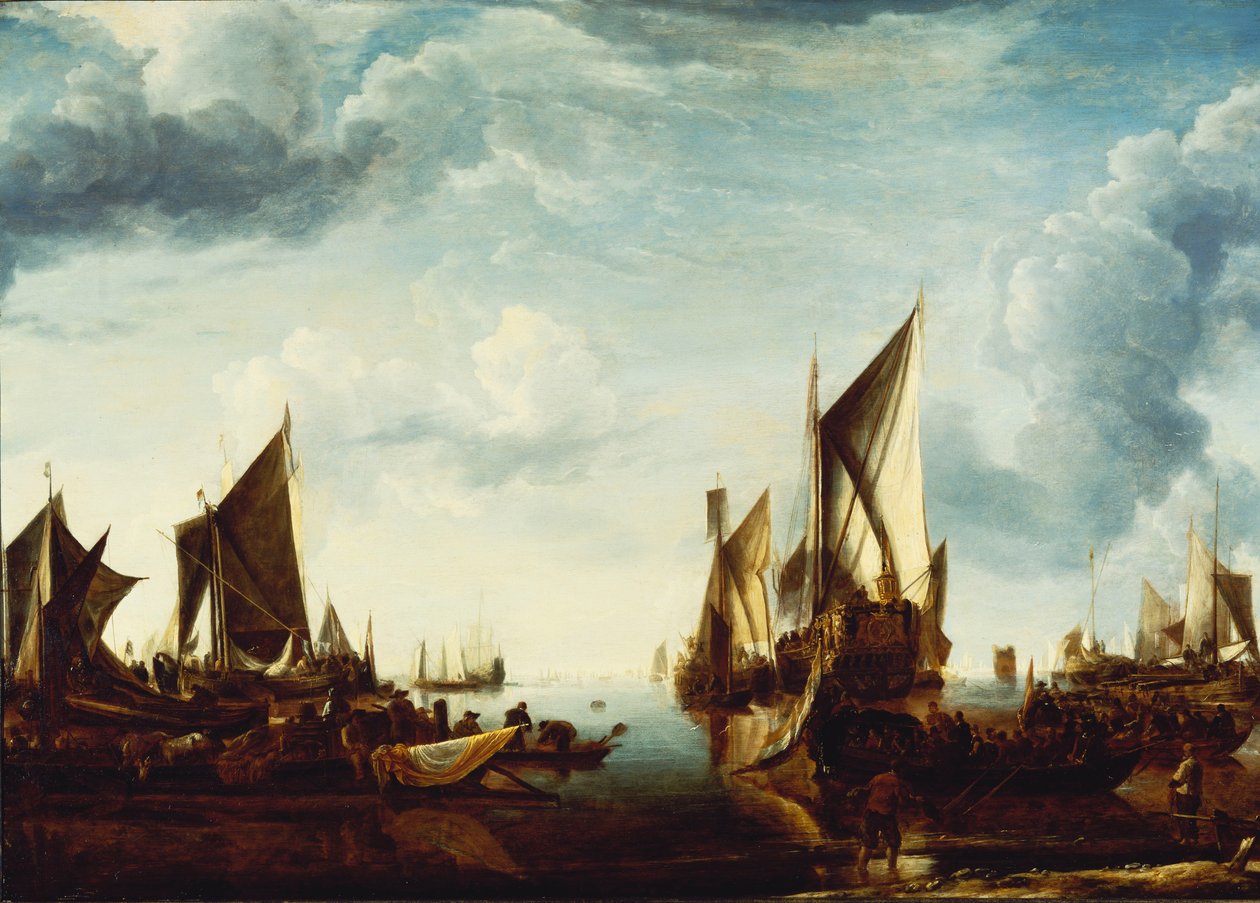 Návštěva Stadholdera, prince Frederika Hendrika, u flotily generálních států v Dordrechtu v roce 1646, před rokem 1649 od Jan van de Capelle or Cappelle