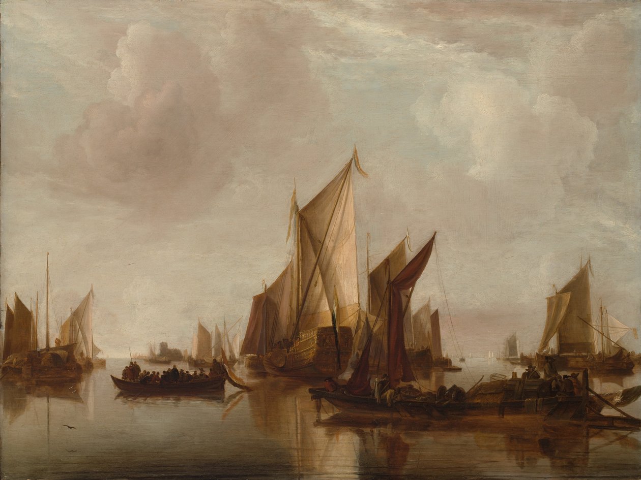 Státní jachta a další plavidla v klidné vodě, ca. 1660. od Jan van de Cappelle