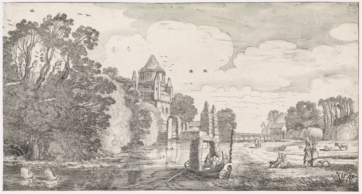 Malý Houtpoort v Haarlemu Hravé krajiny a zábavné básně (název série) od Jan van de Velde (II)