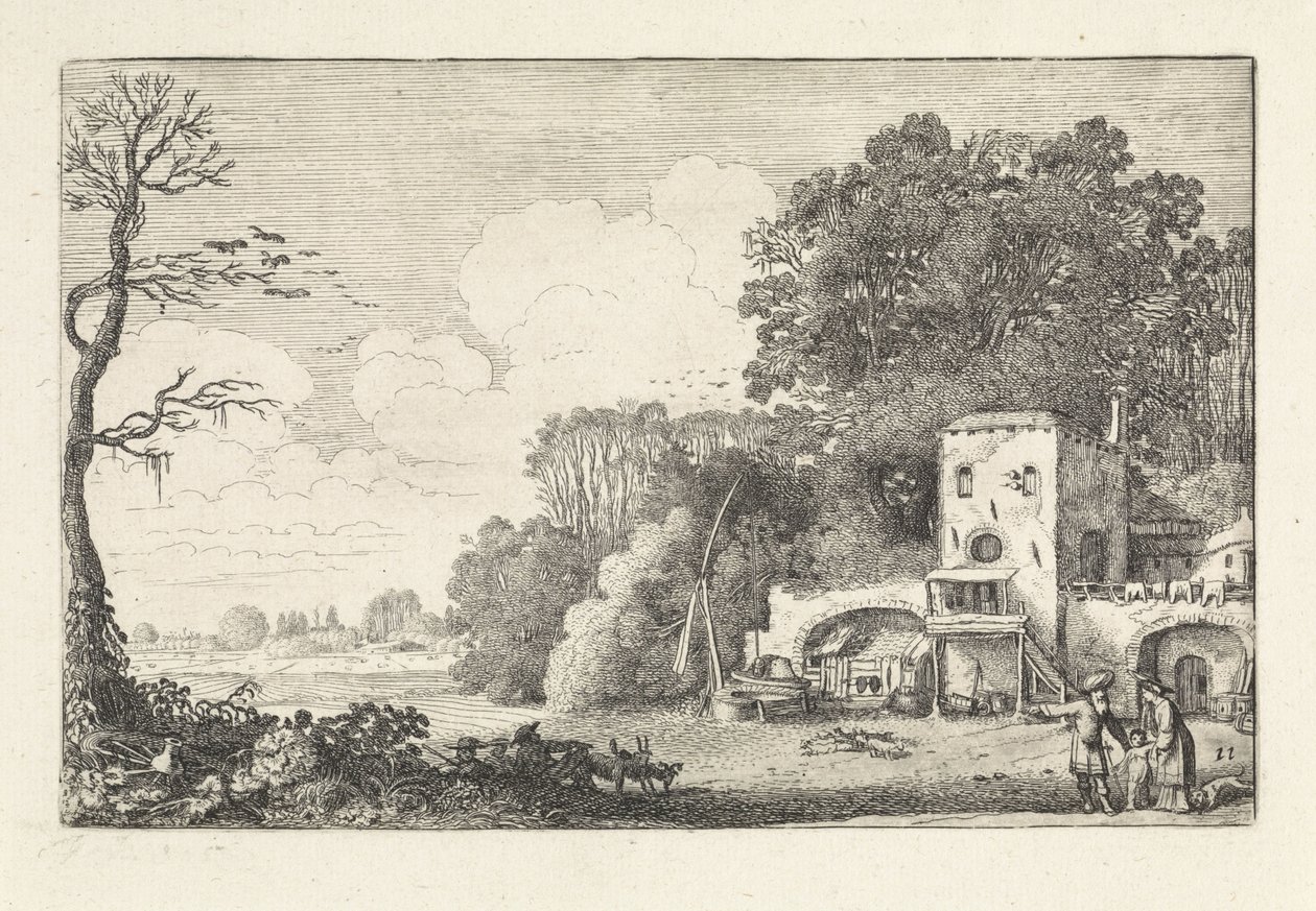 Krajina s propuštěním Hagar a Ismaela Krajiny (název série) Amenissimae aliquot requculae (název série) od Jan van de Velde (II)