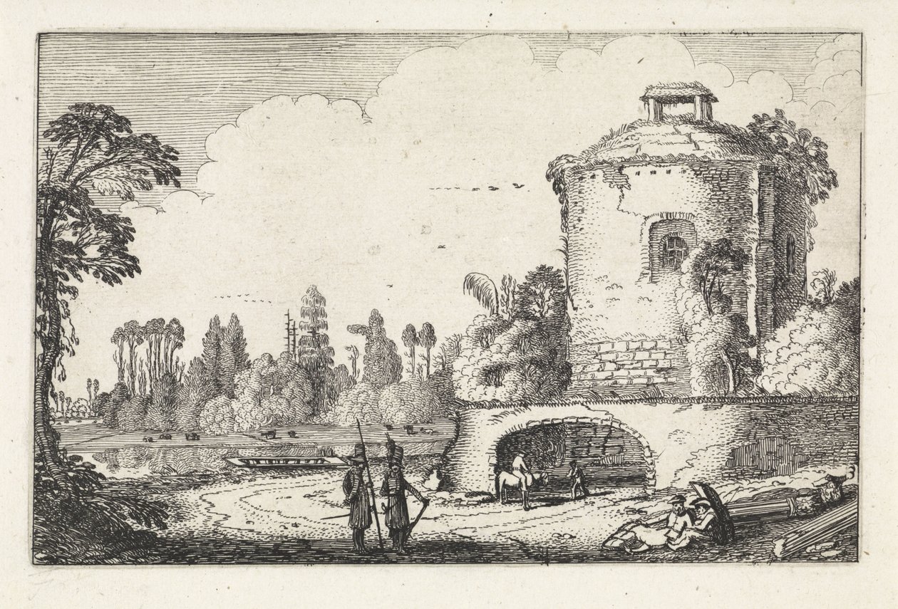 Krajina s kulatou věží Krajiny (název série) Amenissimae aliquot requculae (název série) od Jan van de Velde (II)