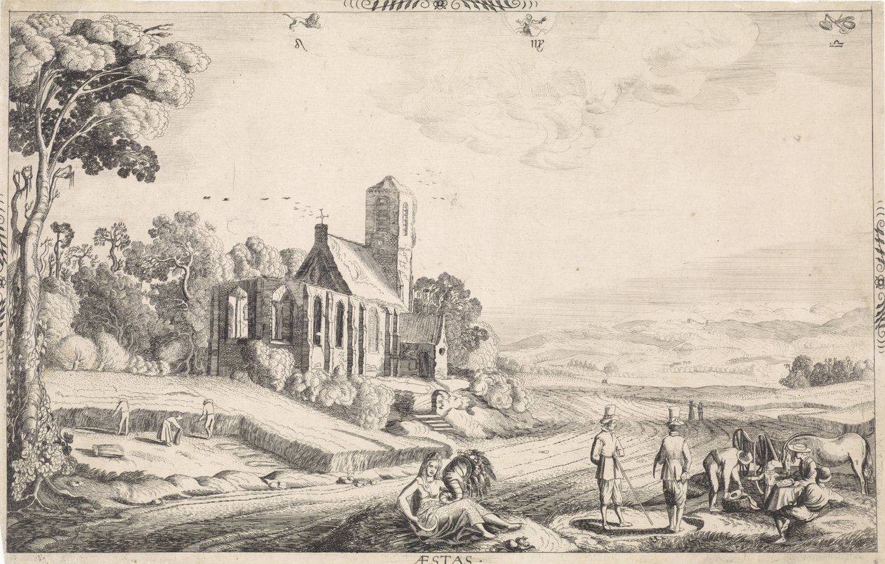 Krajina se sklizní obilí Aestas (název na objektu) od Jan van de Velde (II)