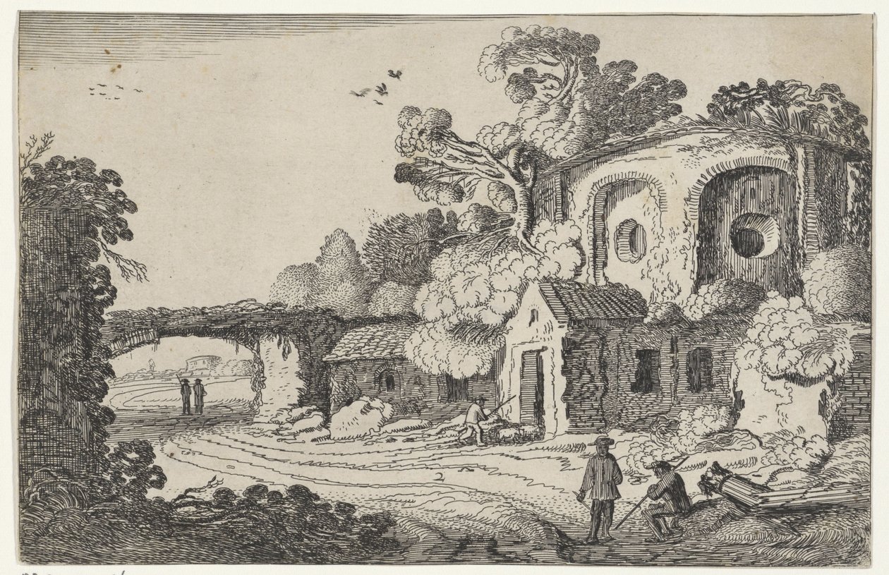 Landschap se setkal s oude burchtem Ruiny v krajině (název série) Starověké ruiny a některé z nejkrásnějších oblastí (název série) od Jan van de Velde (II)