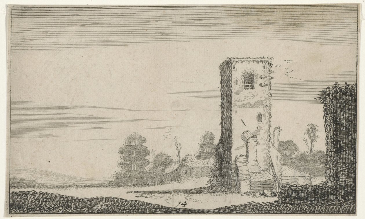 Ruïne van een toren v een krajině Ruiny (název série) (název seriálu) od Jan van de Velde (II)