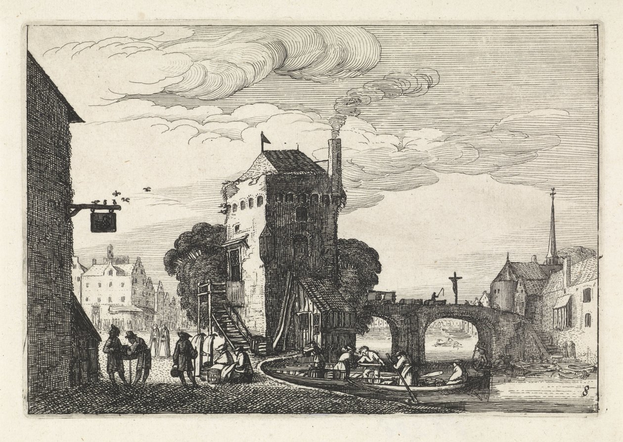Panoráma města s mostem přes řeku Krajiny (název série) Amenissimae aliquot requculae (název série) od Jan van de Velde (II)