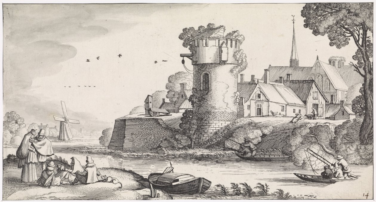 Strážná věž na řece Hravé krajiny a zábavné básně (název série) od Jan van de Velde (II)