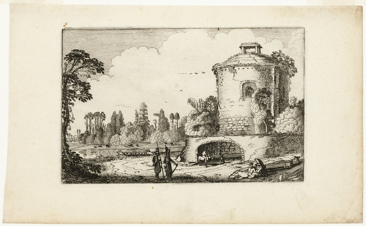 Krajina s kulatou věží od Jan van de Velde II