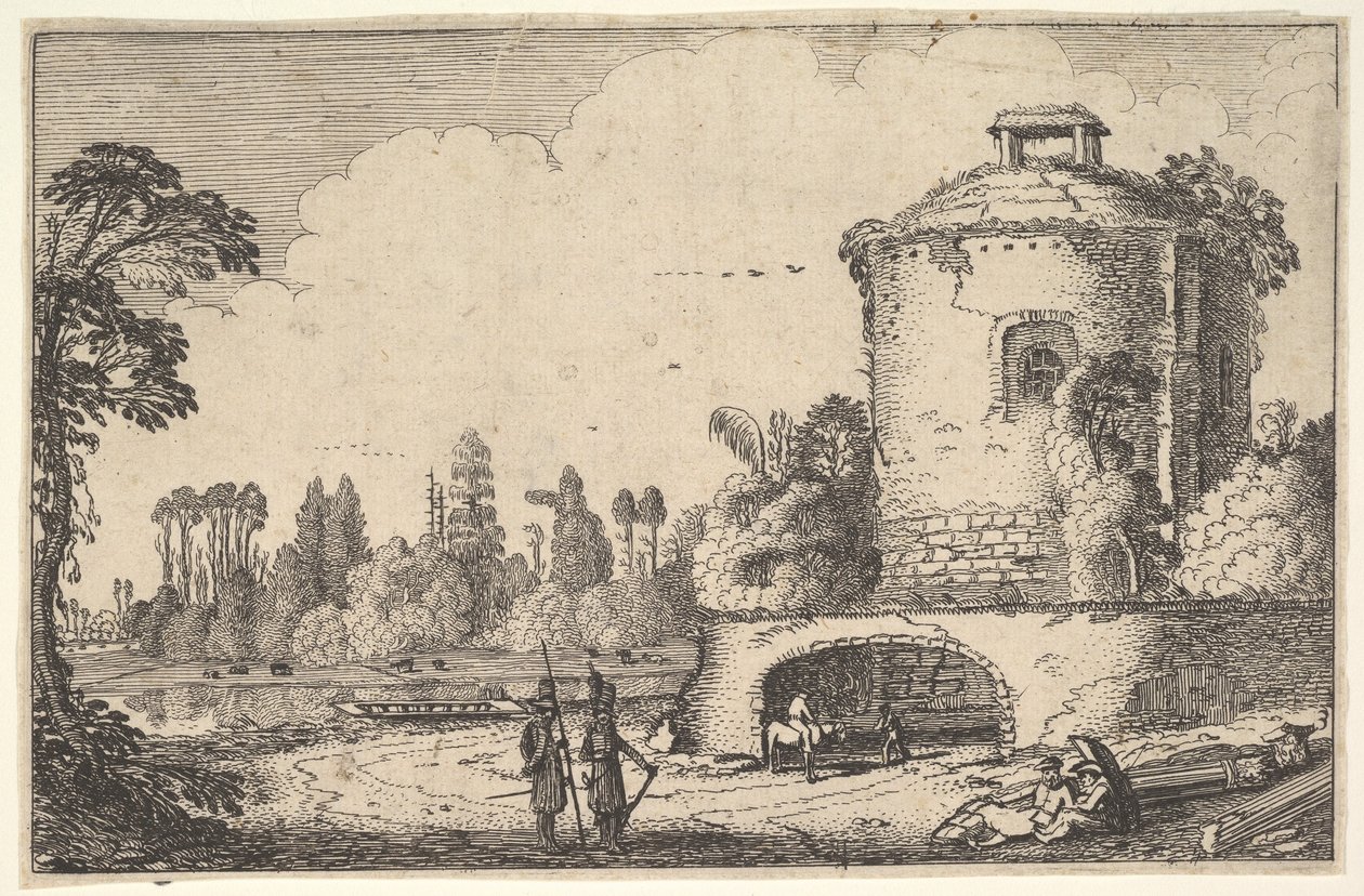 Krajina s kulatou věží, ca. 1616. od Jan van de Velde II
