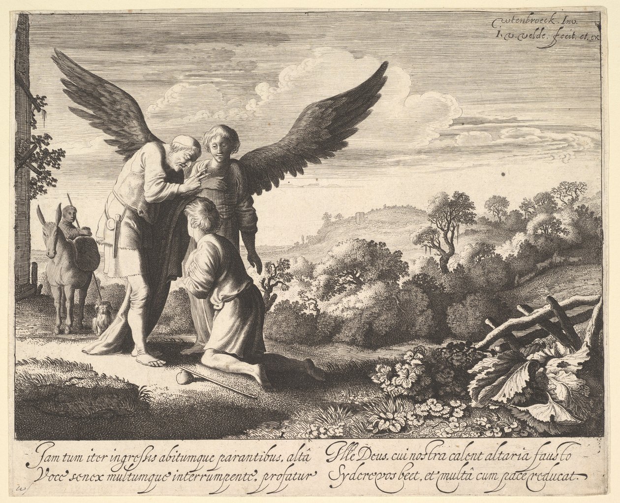 Tobiáš požehnaný slepým Tobitem, 1620-41. od Jan van de Velde II