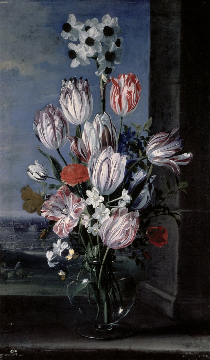Květiny v křišťálové váze, 1652 od Jan van den Hecke