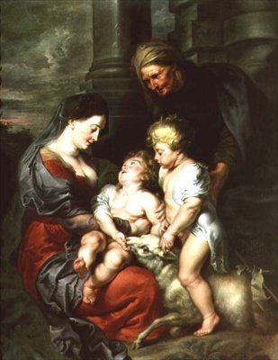 Madona s dítětem se svatou Alžbětou a nemluvnětem sv. Janem Křtitelem od Jan van den Hoecke