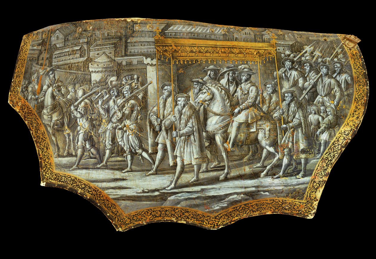 Průvodní štít podle Giovanniho Stradana: Vjezd Cosima I. ... od Jan van der (1523-1605) Straet