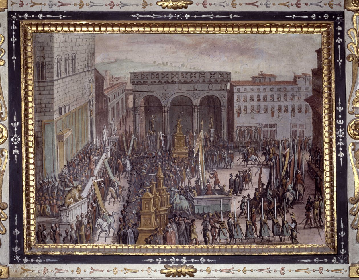 Oslava lichotek ve Florencii (Oslava poct na náměstí Piazza della Signoria, Florencie) od Jan van der Straet