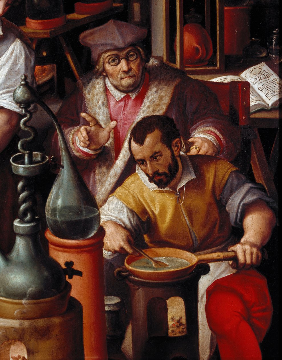 Alchymistická laboratoř, detail od Jan van der Straet