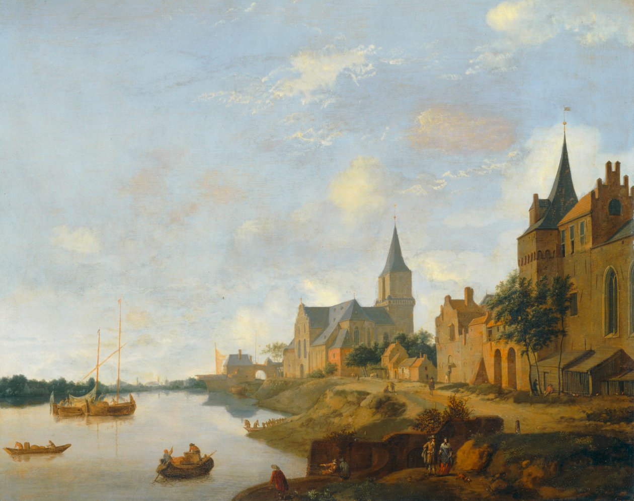 Rýn v Emmerichu s kostelem svatého Martina ... od Jan van der (manner of) Heyden
