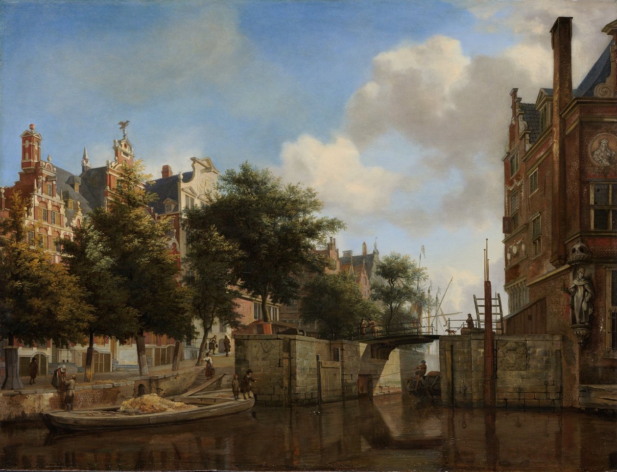 Amsterdam City View s domy na Herengracht a staré Haarlemmersluis, c.1670 od Jan van der Heyden
