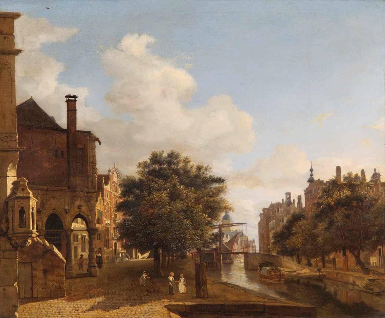 Architectural Fantasy, se Staroměstskou radnicí, Amsterdam c.1667-72 (olej na dubovém panelu) od Jan van der Heyden