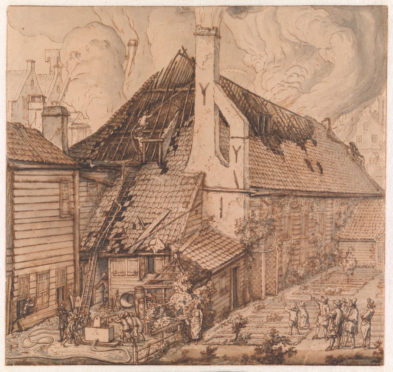 Požár v mýdlárně „De Bruynvis“ od Jan van der Heyden