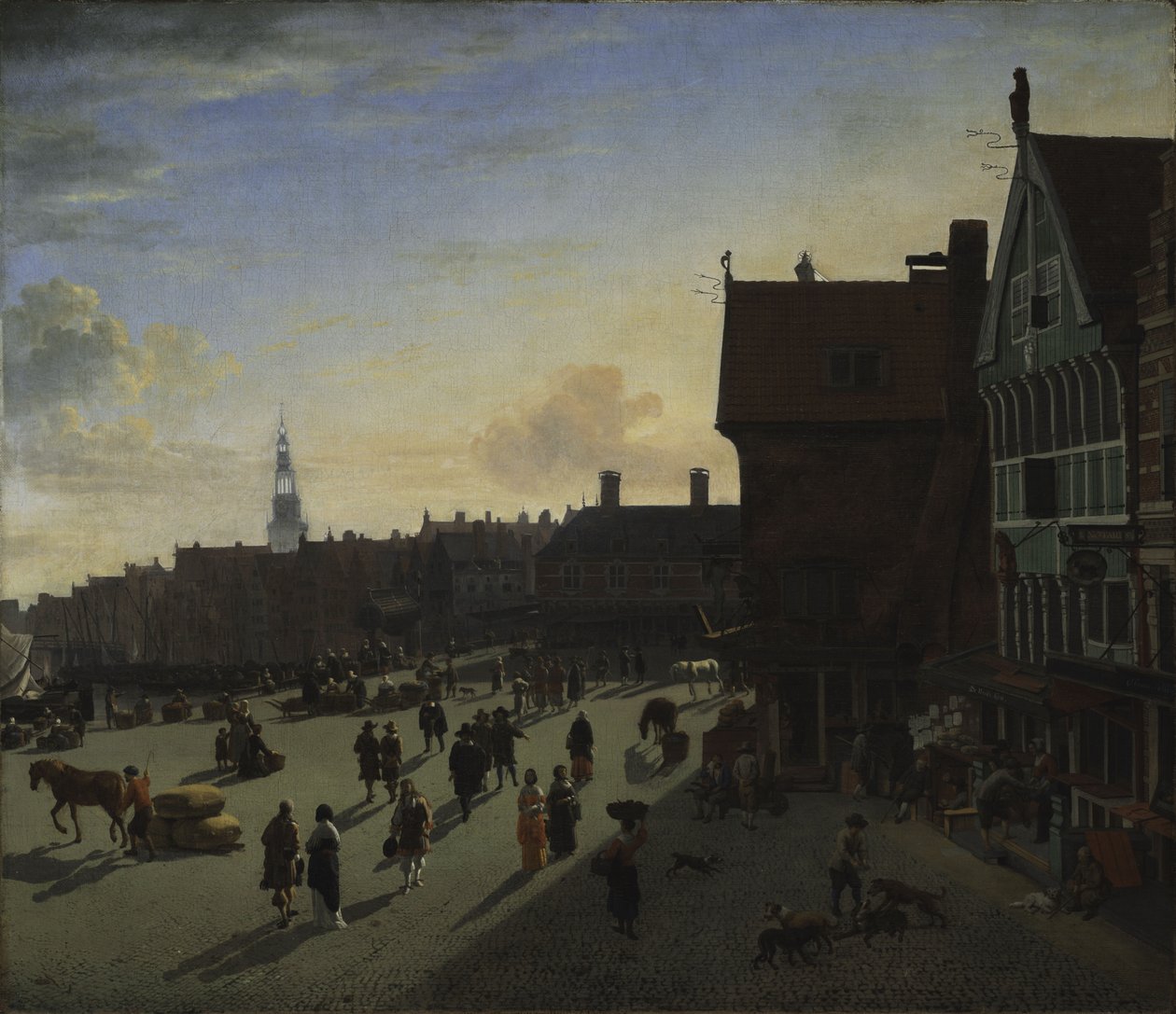 Přehrada a Damrak, Amsterdam, kolem roku 1663 od Jan van der Heyden