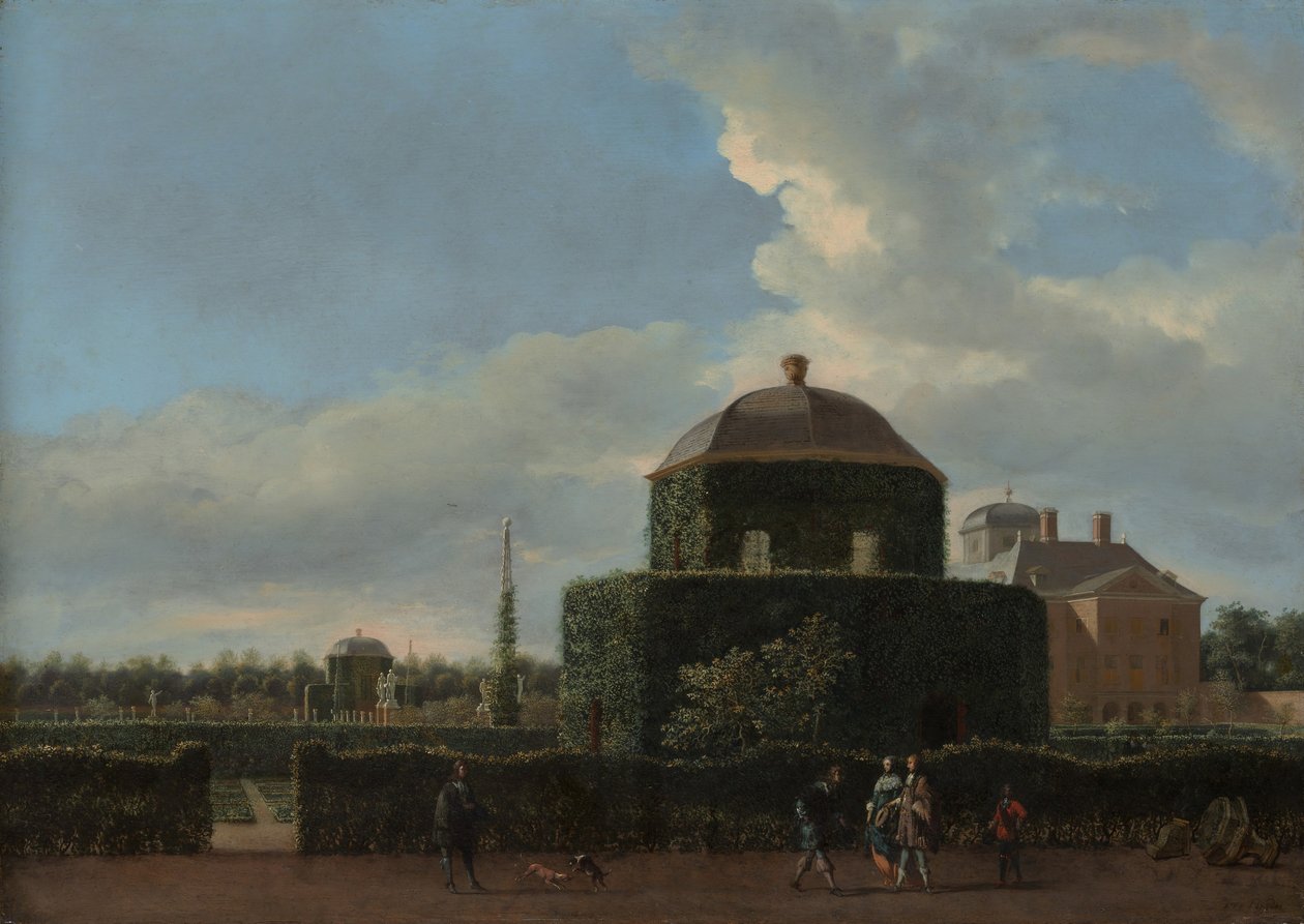 Huis ten Bosch v Haagu a jeho formální výhled do zahrady z východu, ca. 1668-70. od Jan van der Heyden