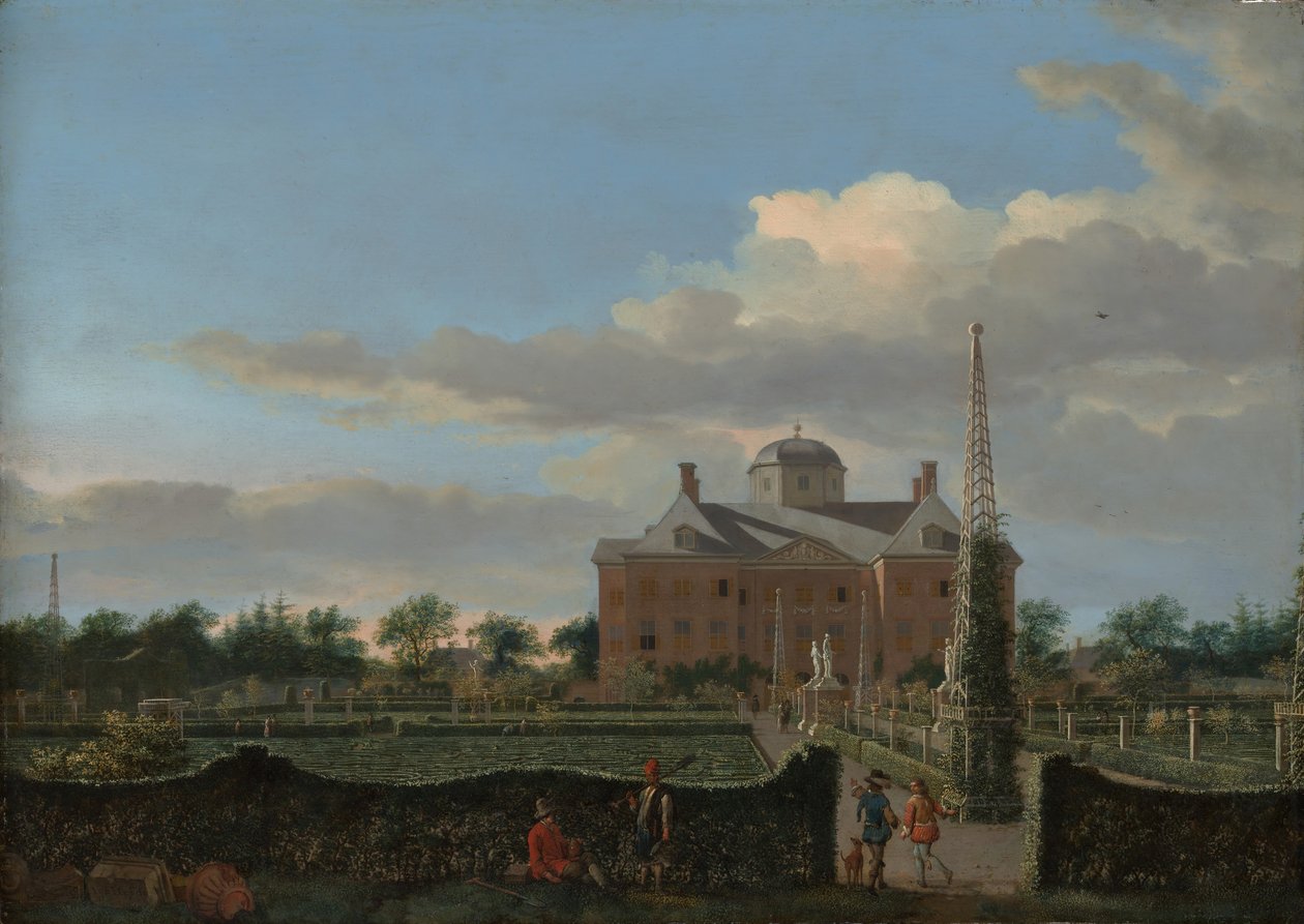 Huis ten Bosch v Haagu a jeho formální výhled do zahrady od jihu, ca. 1668-70. od Jan van der Heyden