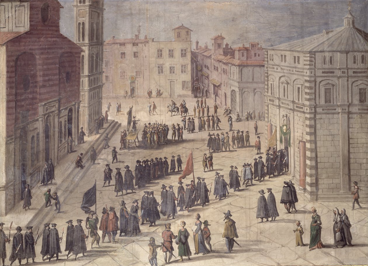 Festival pocty na Piazza del Duomo, Florencie, 1555 od Jan van der Straet