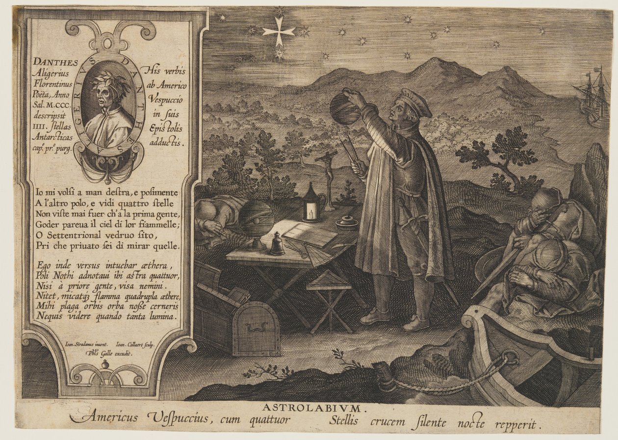 Astroláb - Amerigo Vespucci, od Nova Reperta od Jan van der Straet