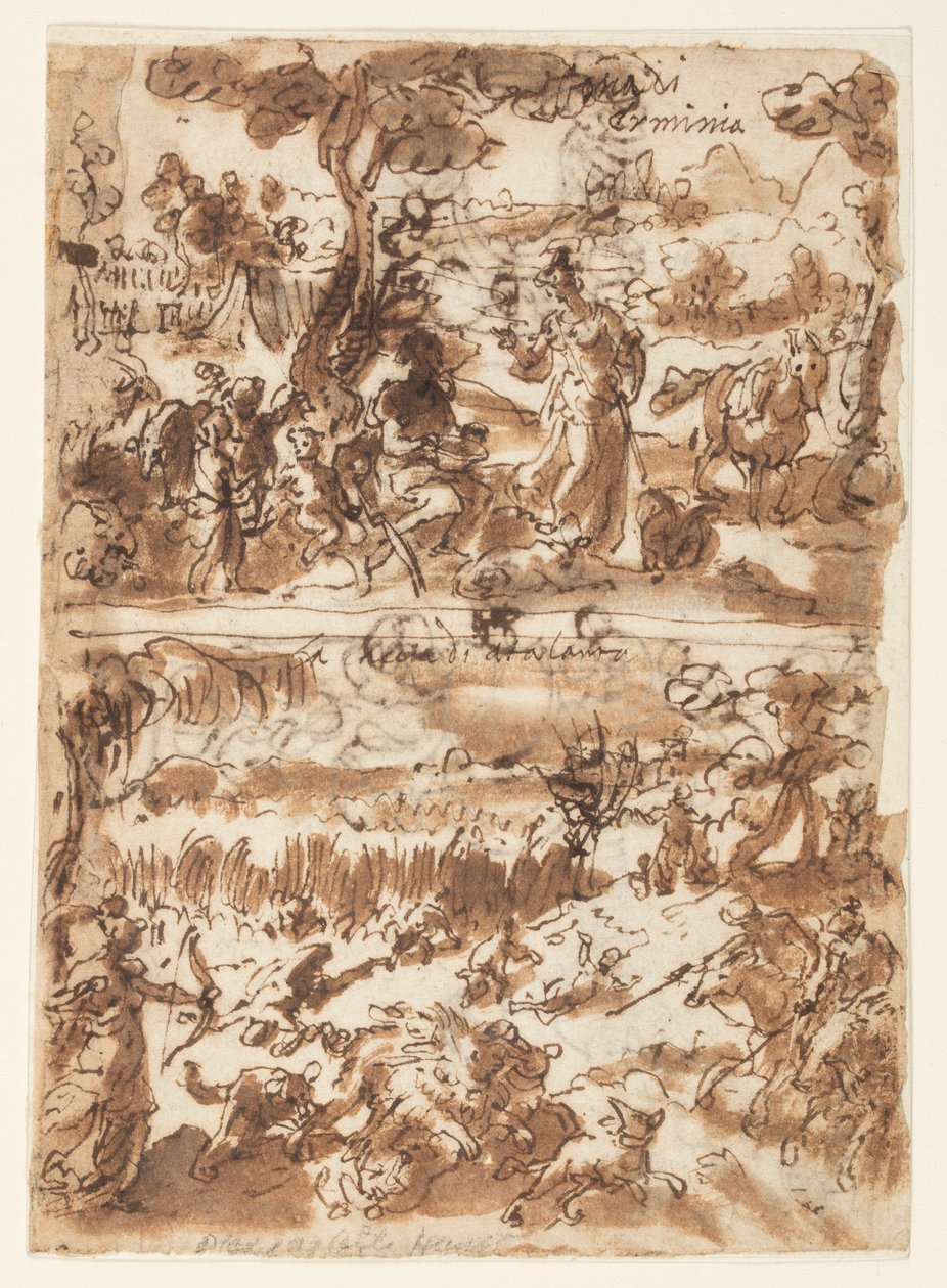 Nahoře: Erminia a pastýř; Níže: Atalanta lovící kance Calydonian od Jan van der Straet, called Stradanus