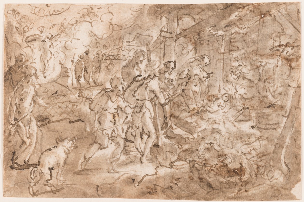 Klanění pastýřů od Jan van der Straet, called Stradanus
