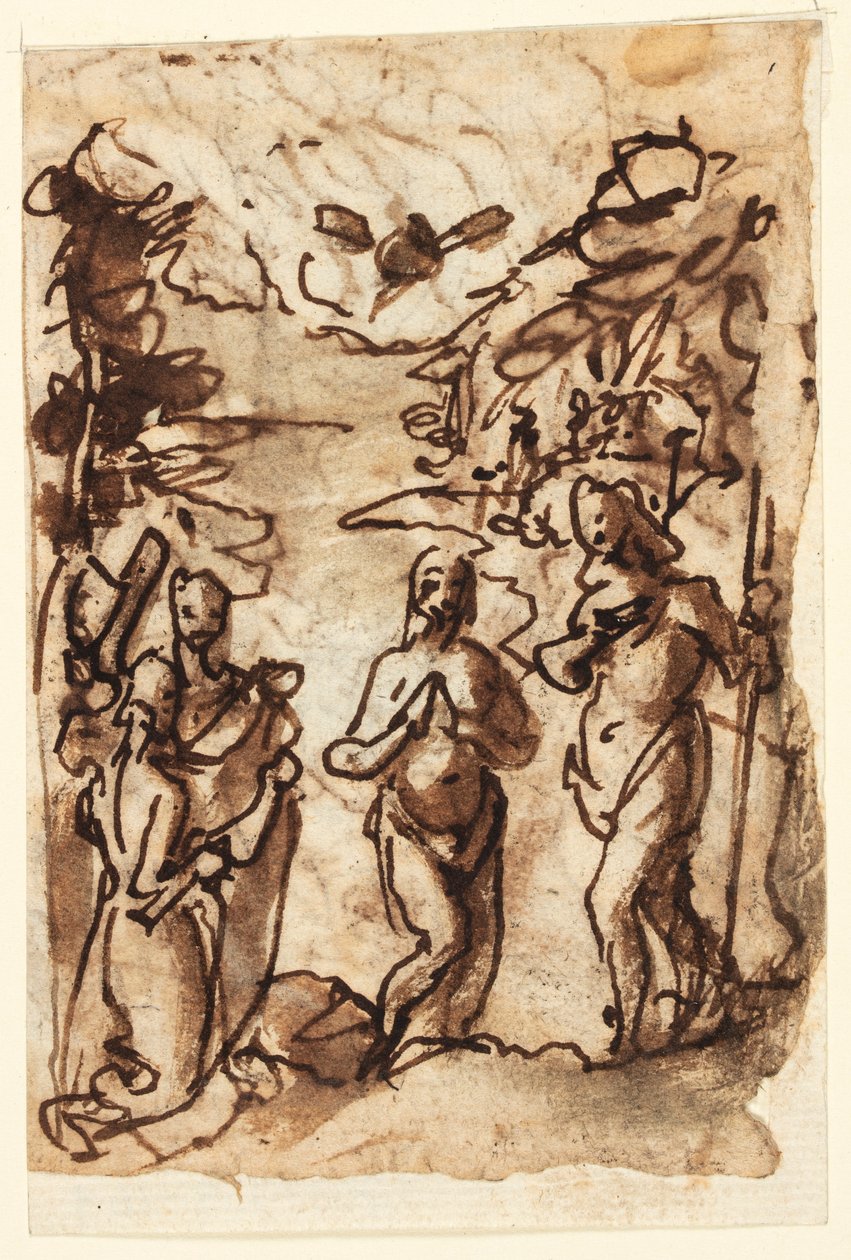 Křest Krista a Pieta od Jan van der Straet, called Stradanus
