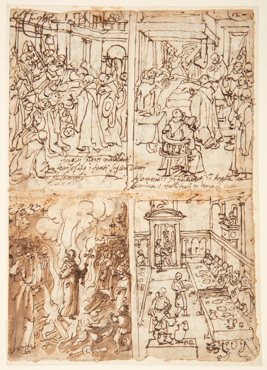 Osm scén ze života San Giovanni Gualberto (recto a verso) od Jan van der Straet, called Stradanus
