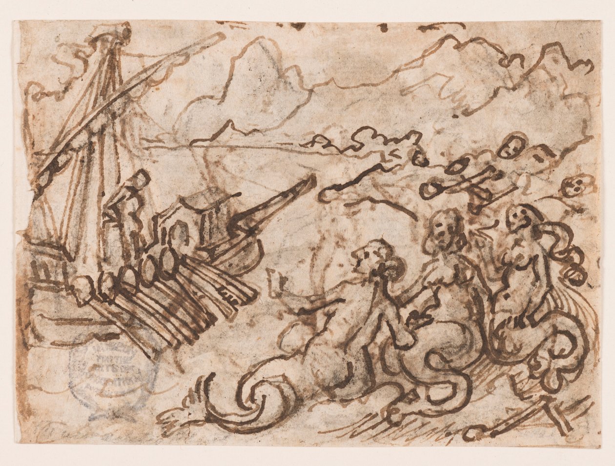 Strana skicáku: Ulysses míjí Sirény (recto); Ulysses v podsvětí (verze) od Jan van der Straet, called Stradanus
